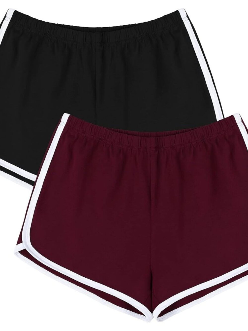 Women's Cotton Gym Yoga Summer Running Active Dance Elastic Shorts, Pack of 2